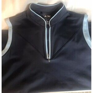 Womens Size Medium Adidas Golf Sleeveless 1/4 Polo Zip Shirt Blue NICE!!
